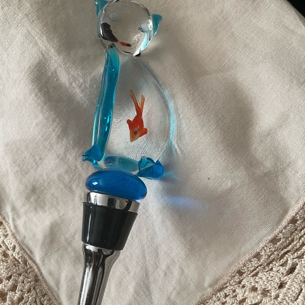 Glass Cat  Wine Stopper - Picture 3 of 5